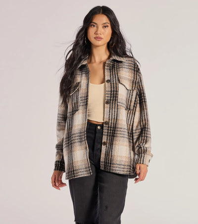 On-Point Plaid Faux Wool Shacket