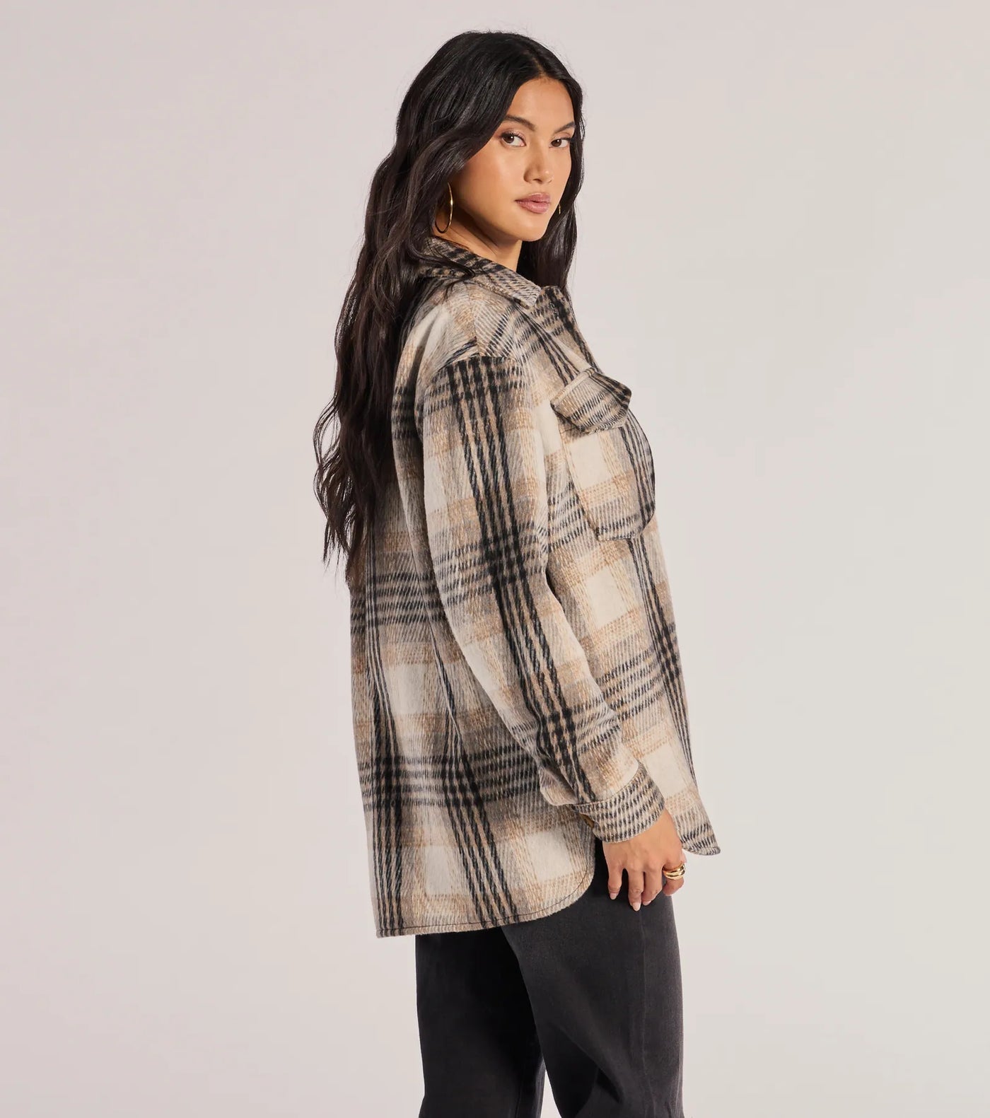 On-Point Plaid Faux Wool Shacket