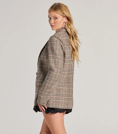 Classic Mood Glen Plaid Woven Oversized Blazer