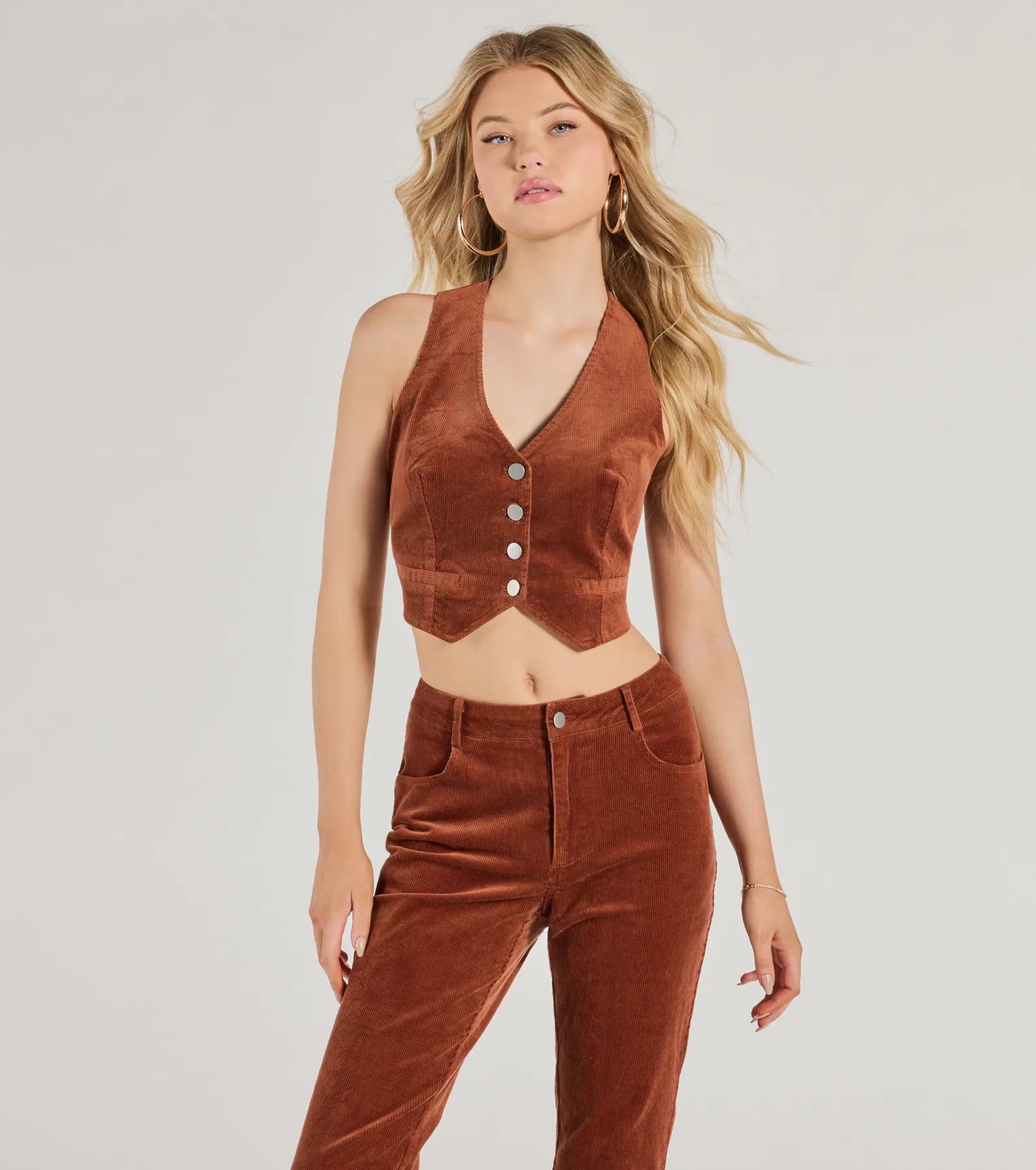 Retro Chic Corduroy Cropped Vest