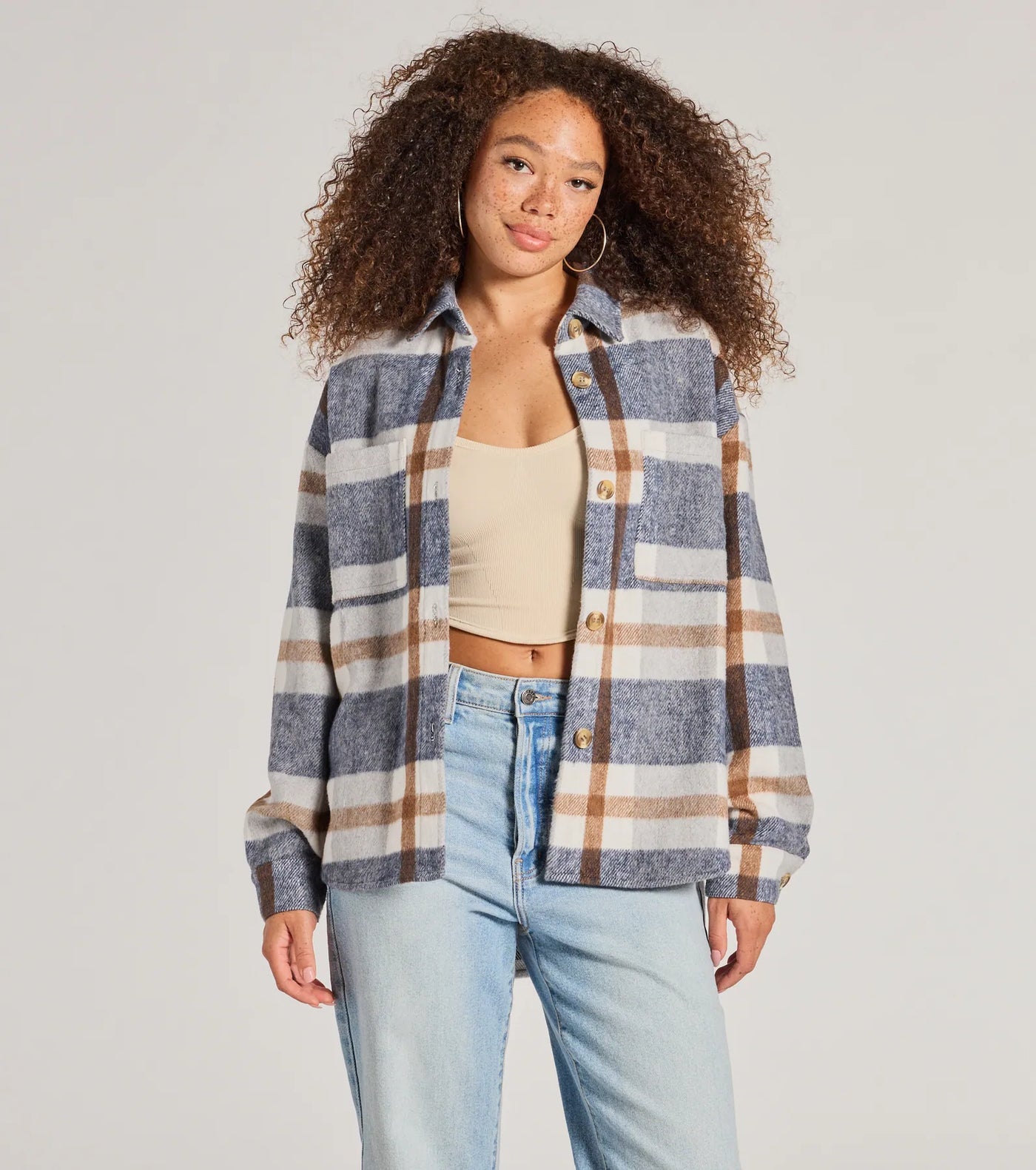 Effortless Cutie Long Sleeve Plaid Shacket