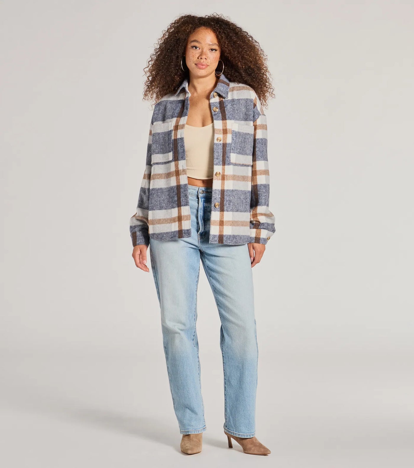 Effortless Cutie Long Sleeve Plaid Shacket