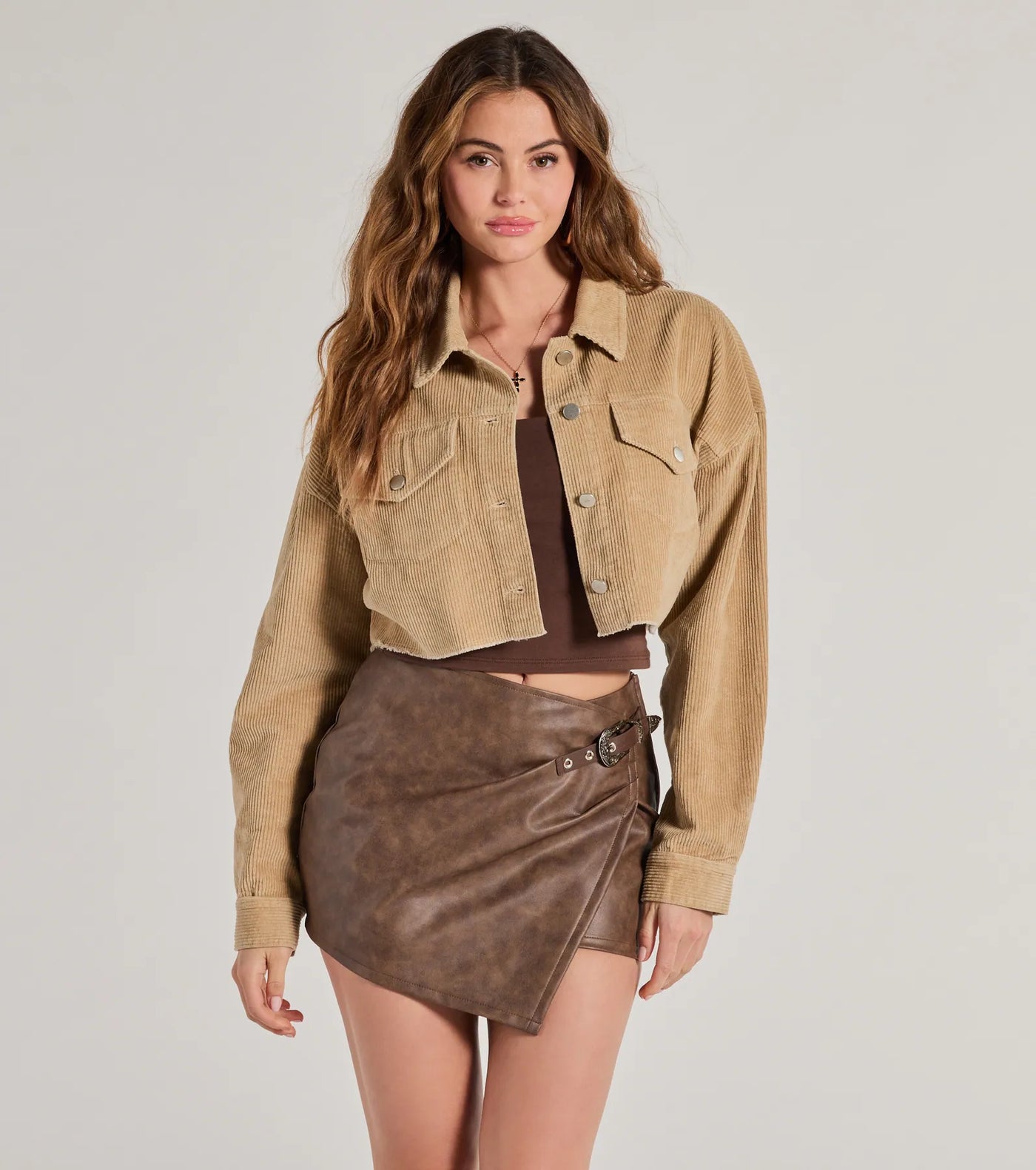 Trendy Essential Corduroy Cropped Jacket