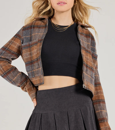 Plaid Cutie Woven Cropped Shacket