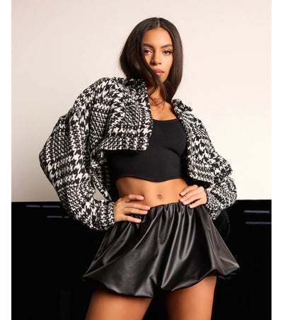 Next Level Chic Houndstooth Woven Cropped Shacket