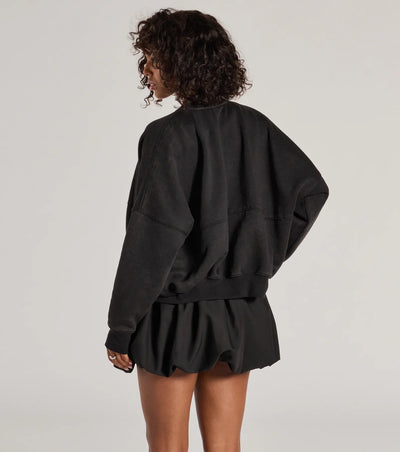 Effortless Slay Fleece Zip-Up Bomber Jacket