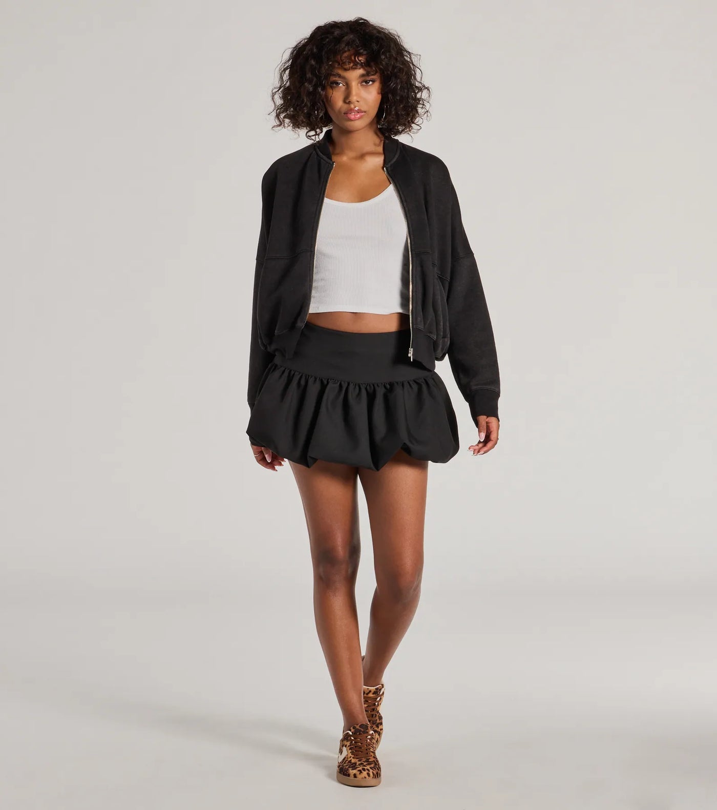 Effortless Slay Fleece Zip-Up Bomber Jacket