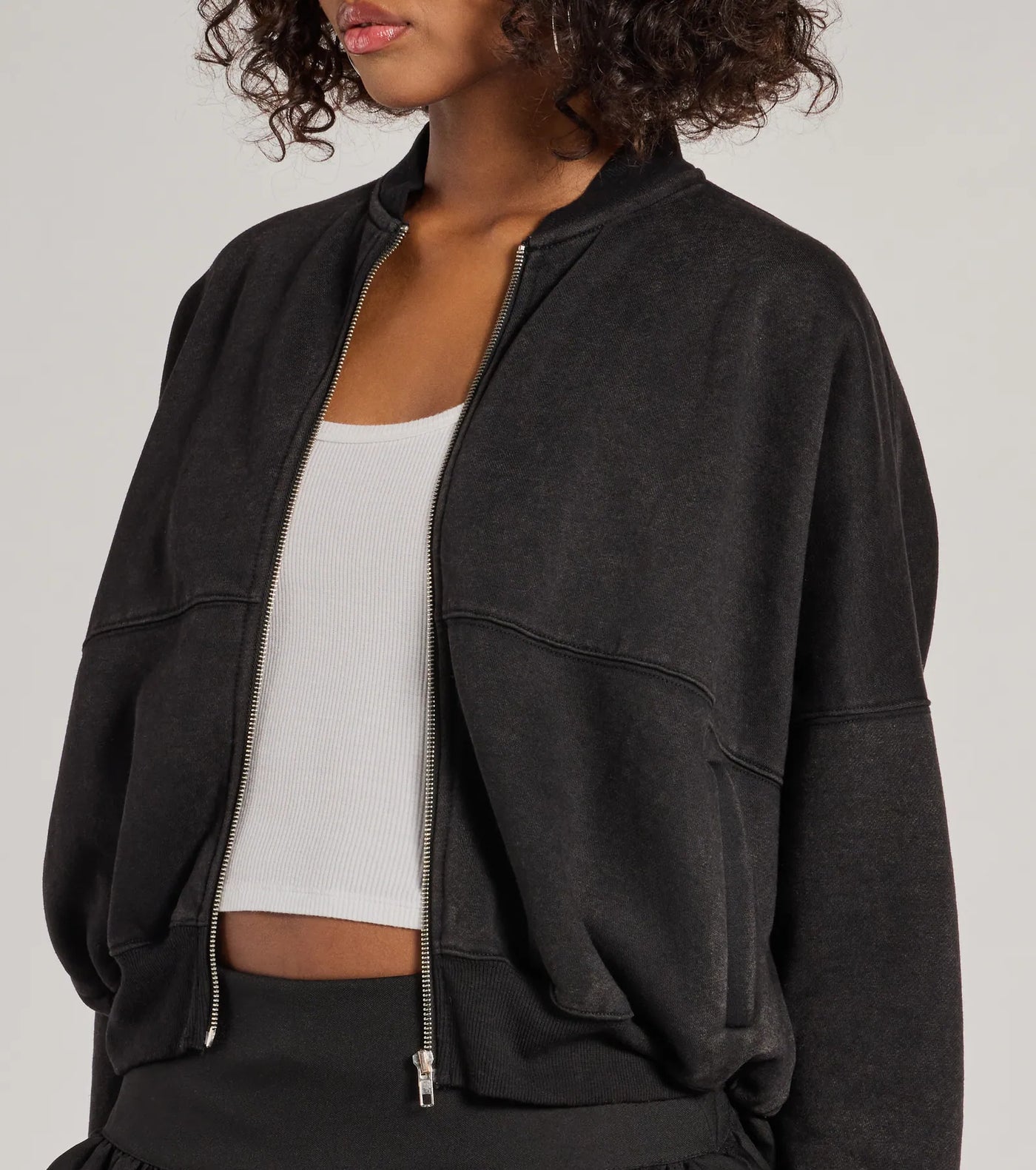 Effortless Slay Fleece Zip-Up Bomber Jacket