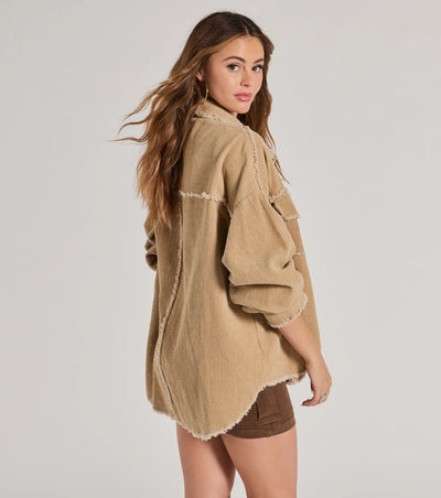 Chic Staple Long Sleeve Corduroy Shacket