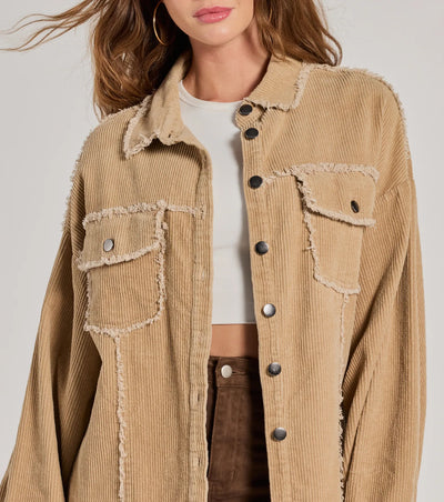 Chic Staple Long Sleeve Corduroy Shacket