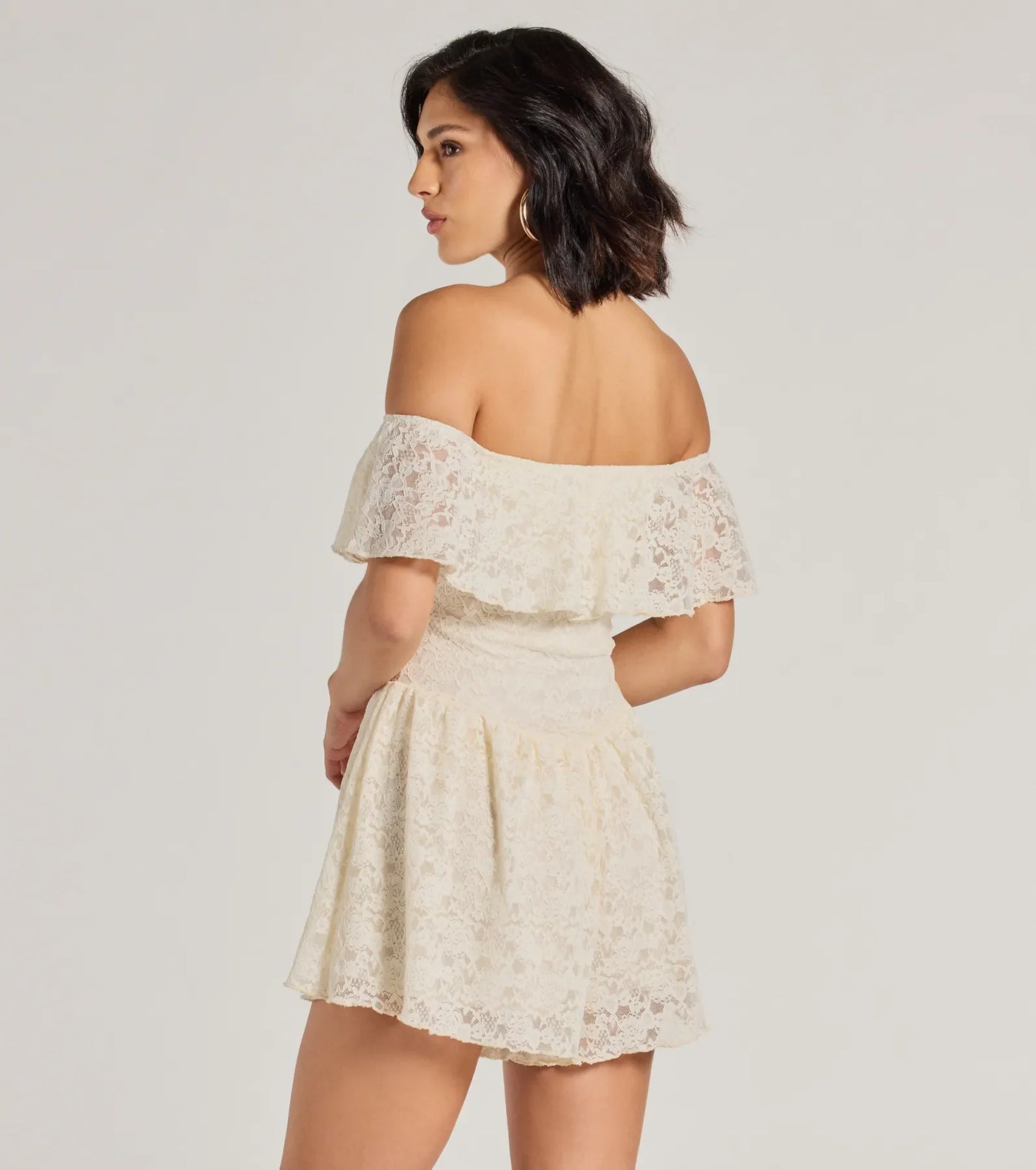 Boho Lace Off-The-Shoulder Drop Waist Romper