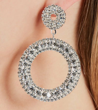 Dazzling Shine Rhinestone Hoop Earrings