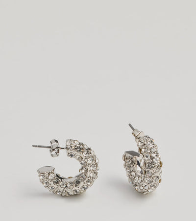 Rhinestone Glam Mini Hoop Earrings