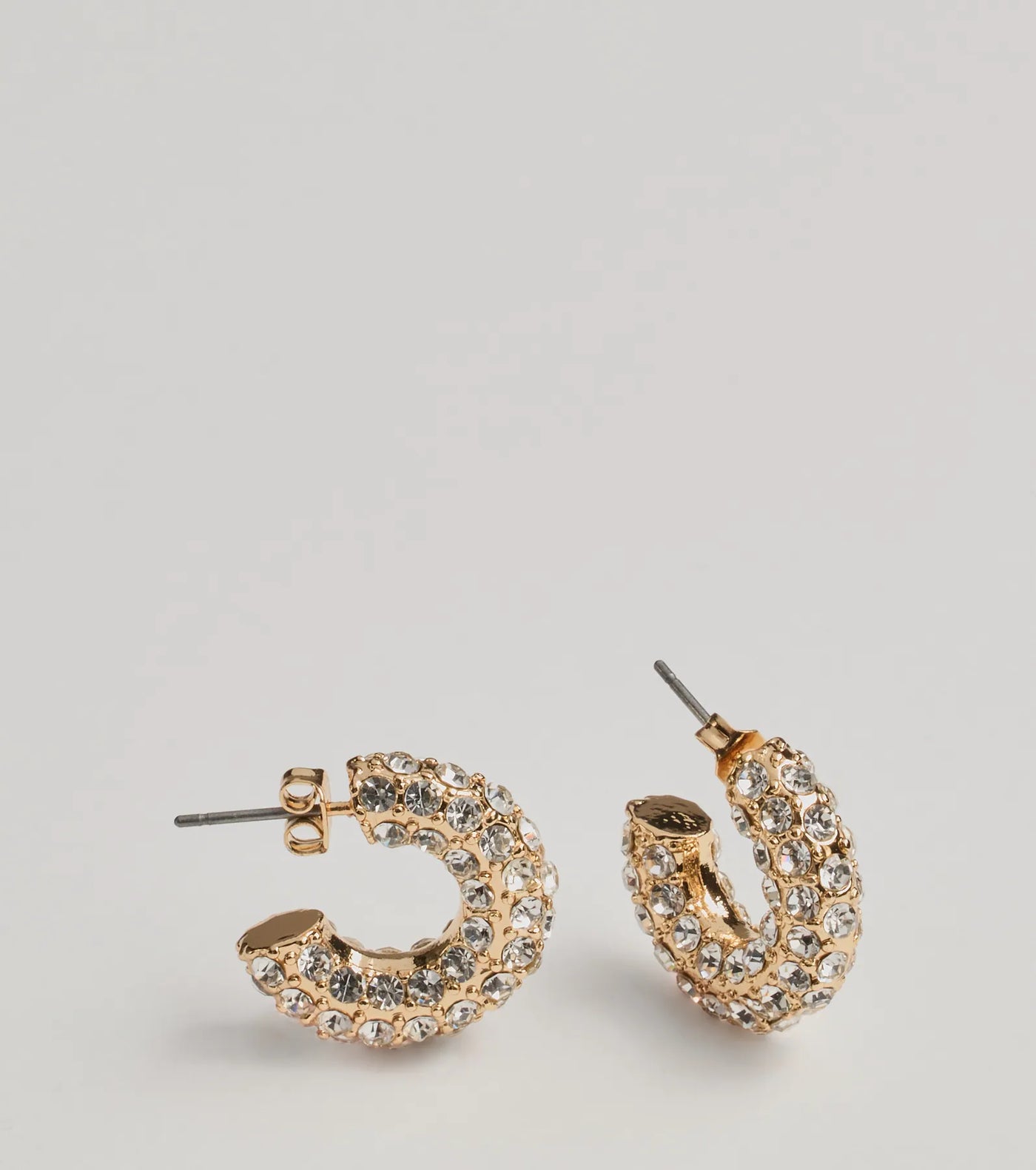 Rhinestone Glam Mini Hoop Earrings