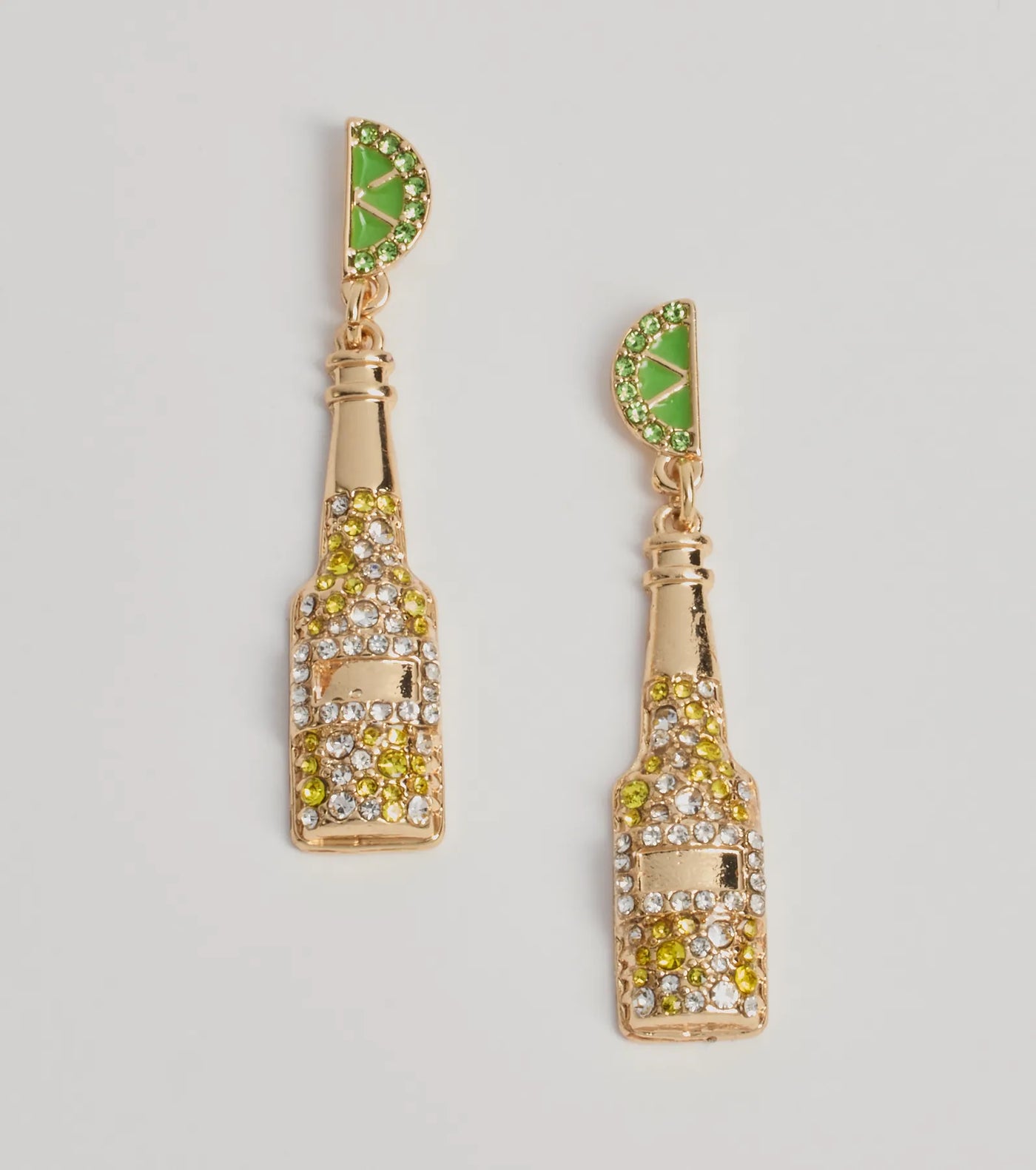 Party Hour Rhinestone Beer And Lime Earrings