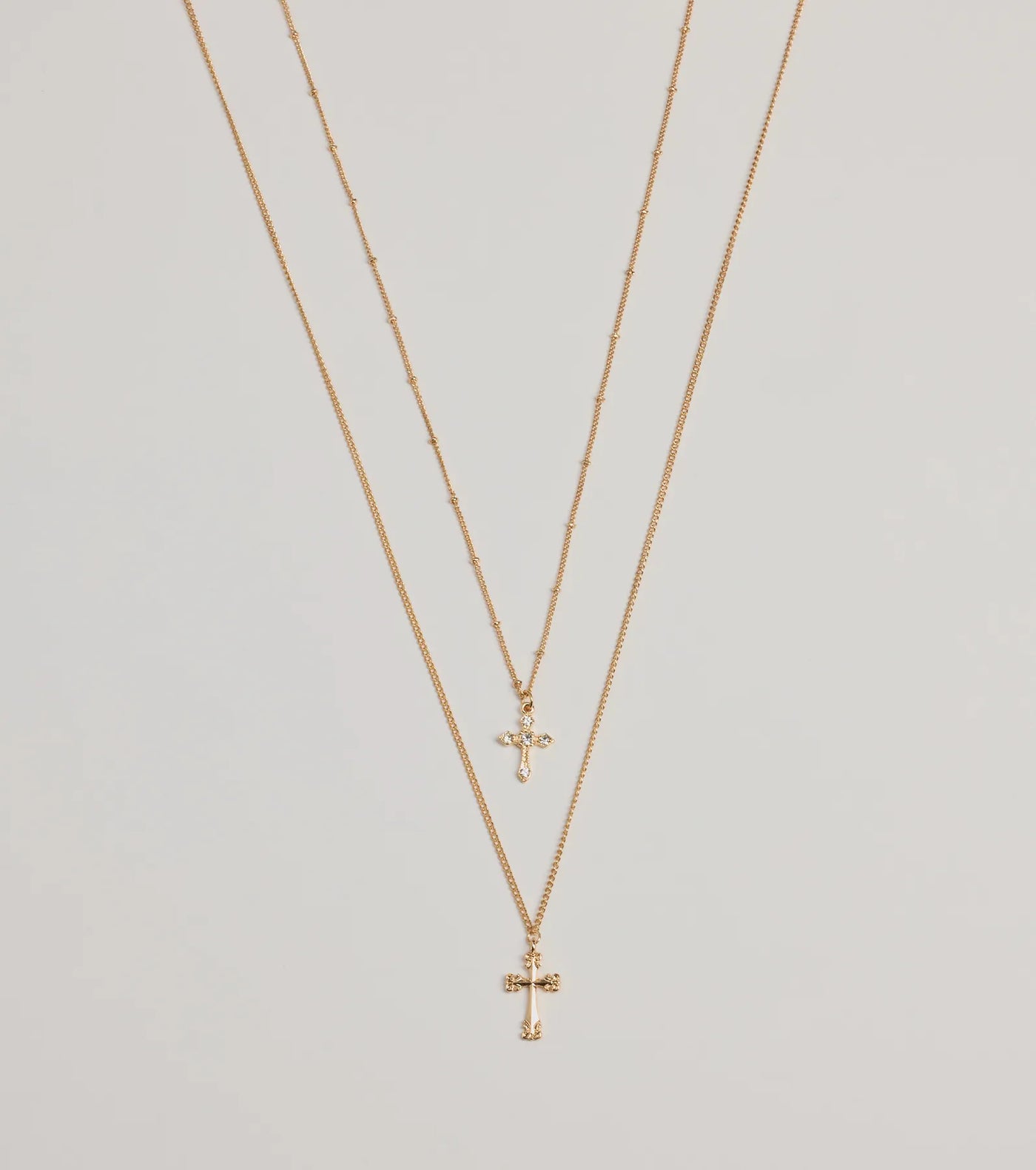 Joyful Glam Layered Cross Charm Necklace