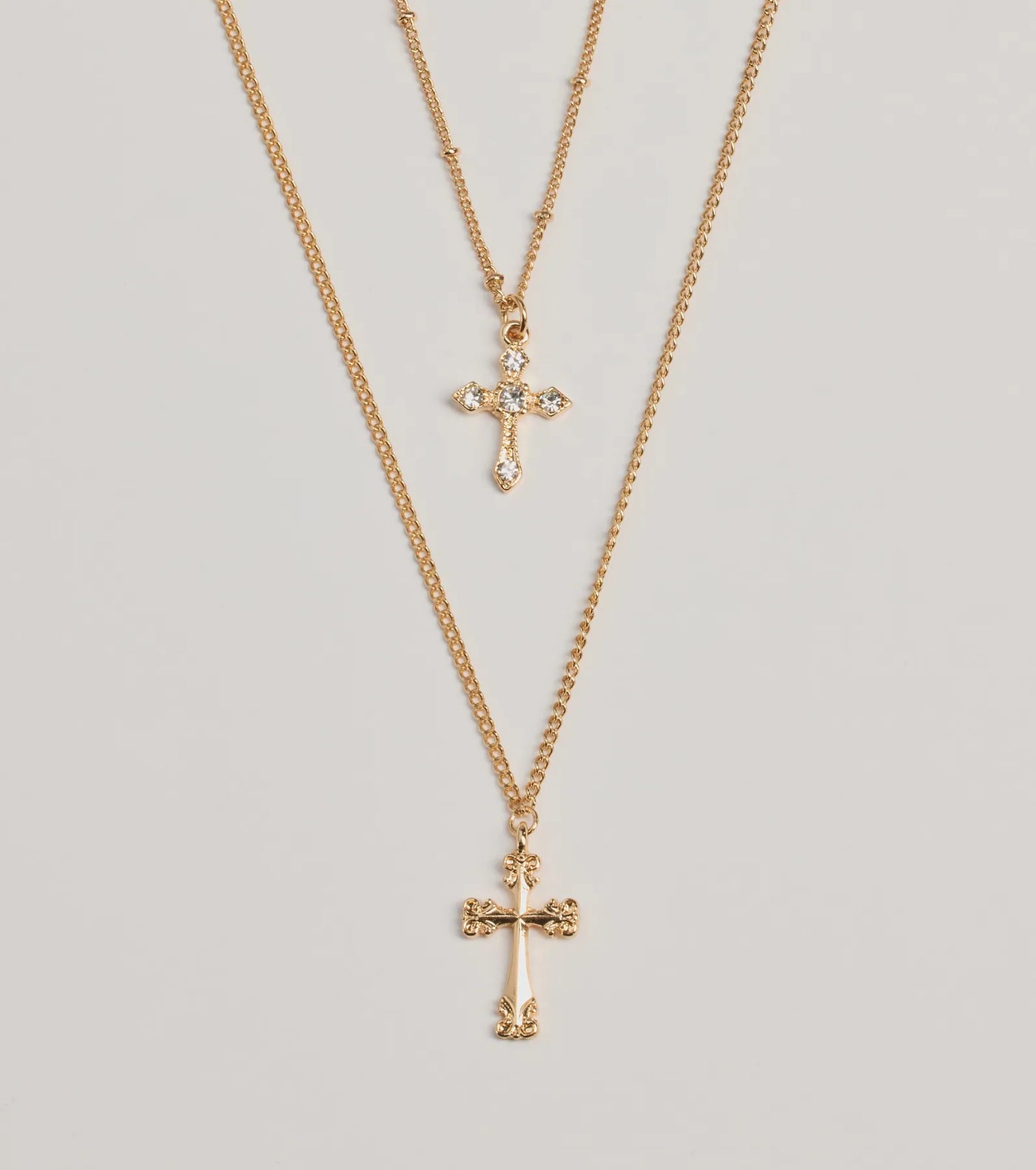 Joyful Glam Layered Cross Charm Necklace