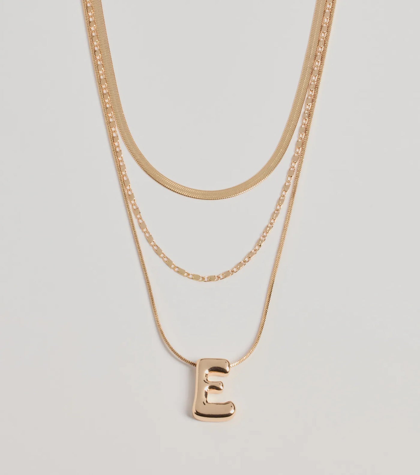 E Initial Layered Bubble Necklace