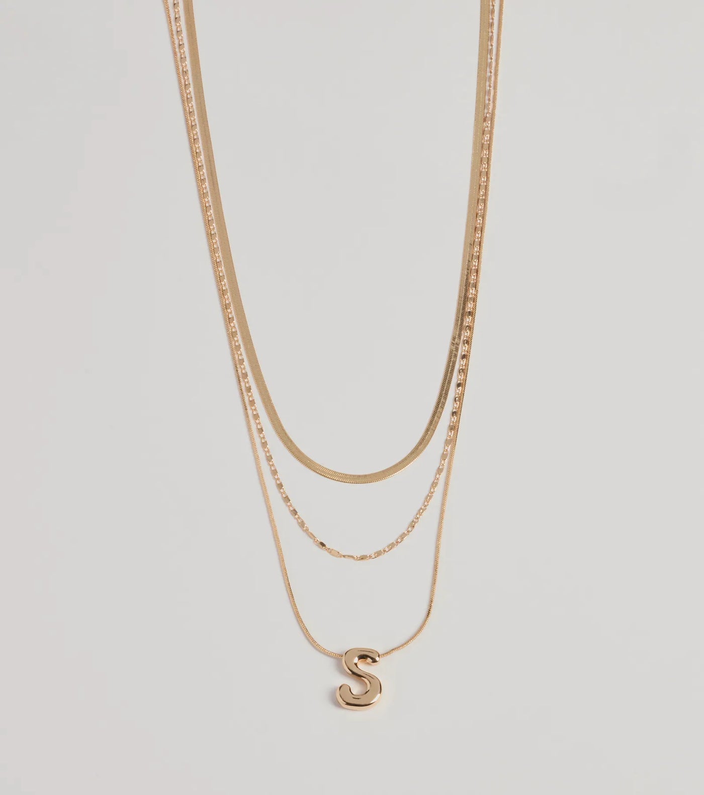 S Initial Layered Bubble Necklace