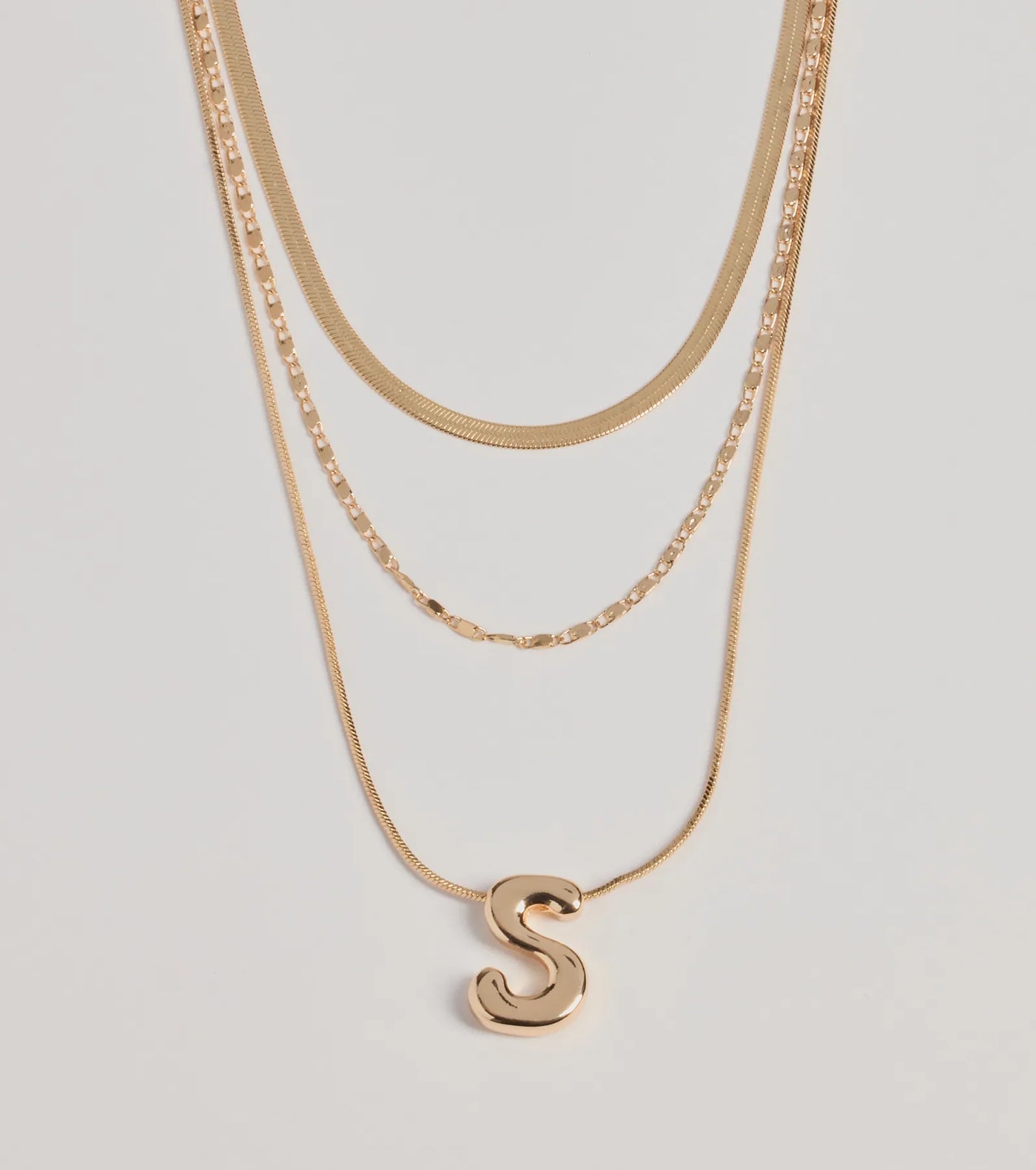 S Initial Layered Bubble Necklace