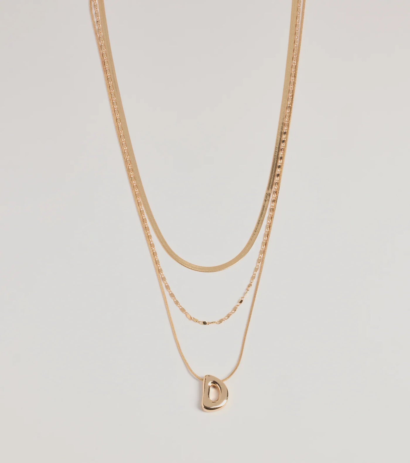 D Initial Layered Bubble Necklace