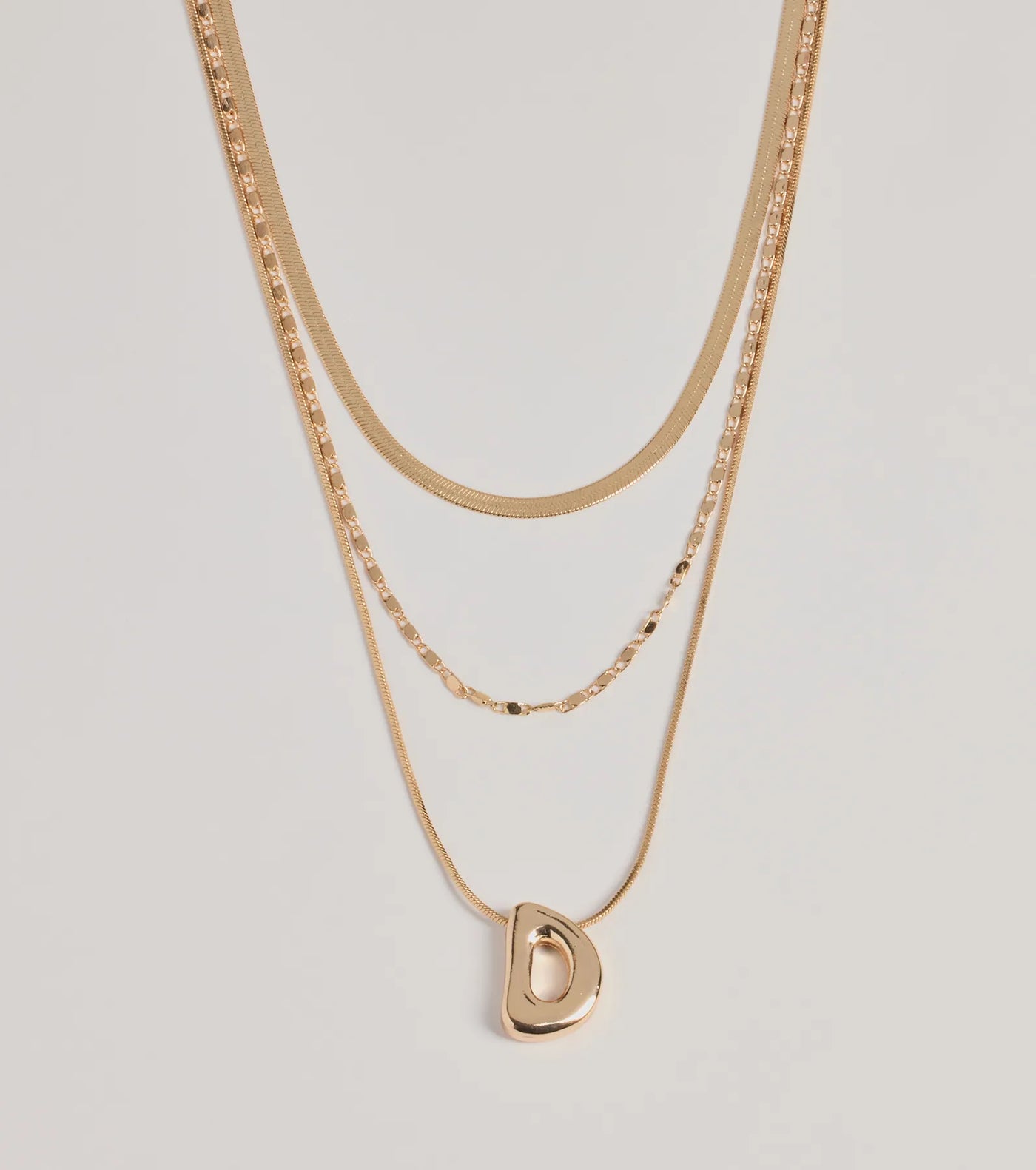 D Initial Layered Bubble Necklace