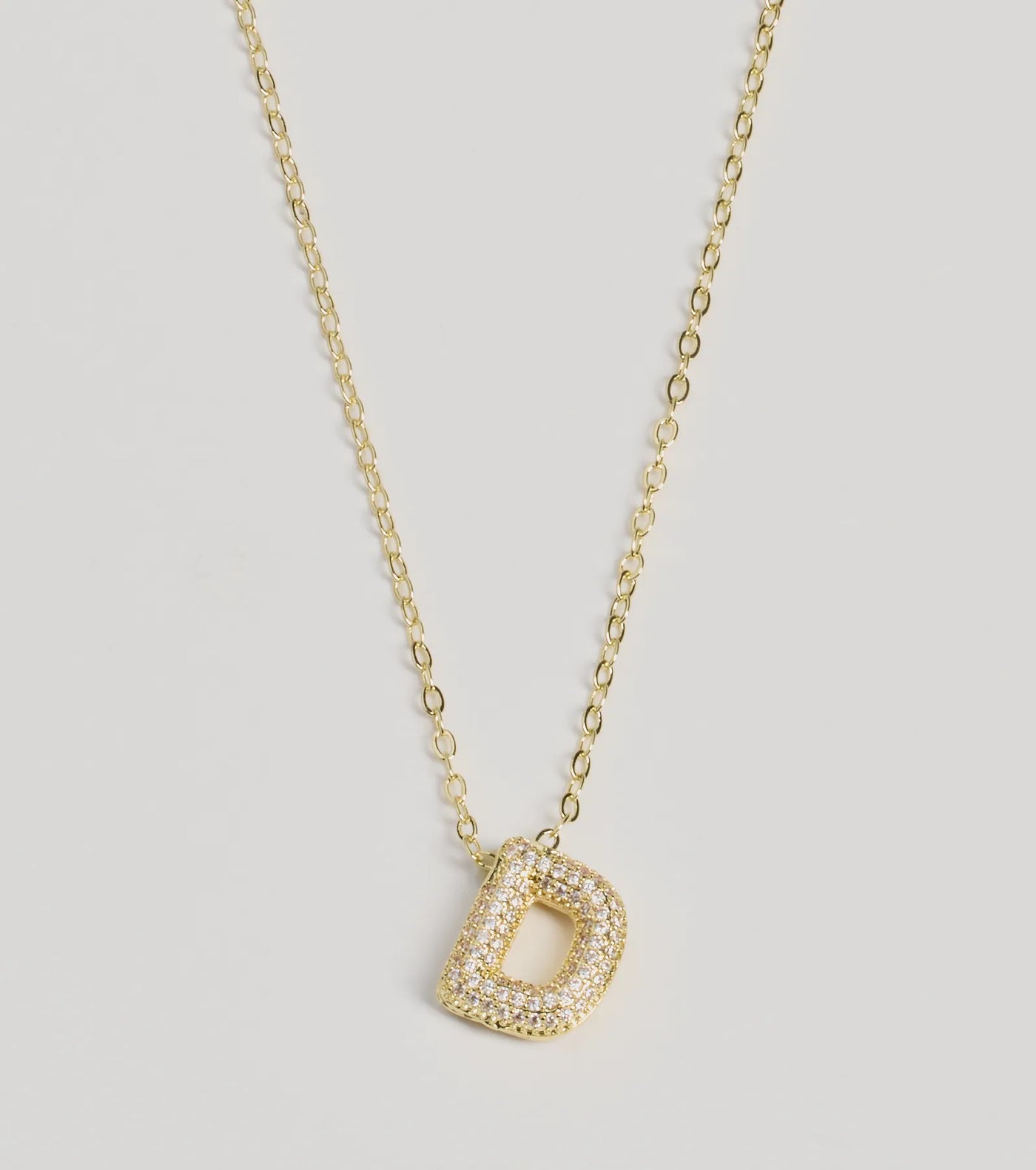 Bubble Letter Monogram Rhinestone Necklace