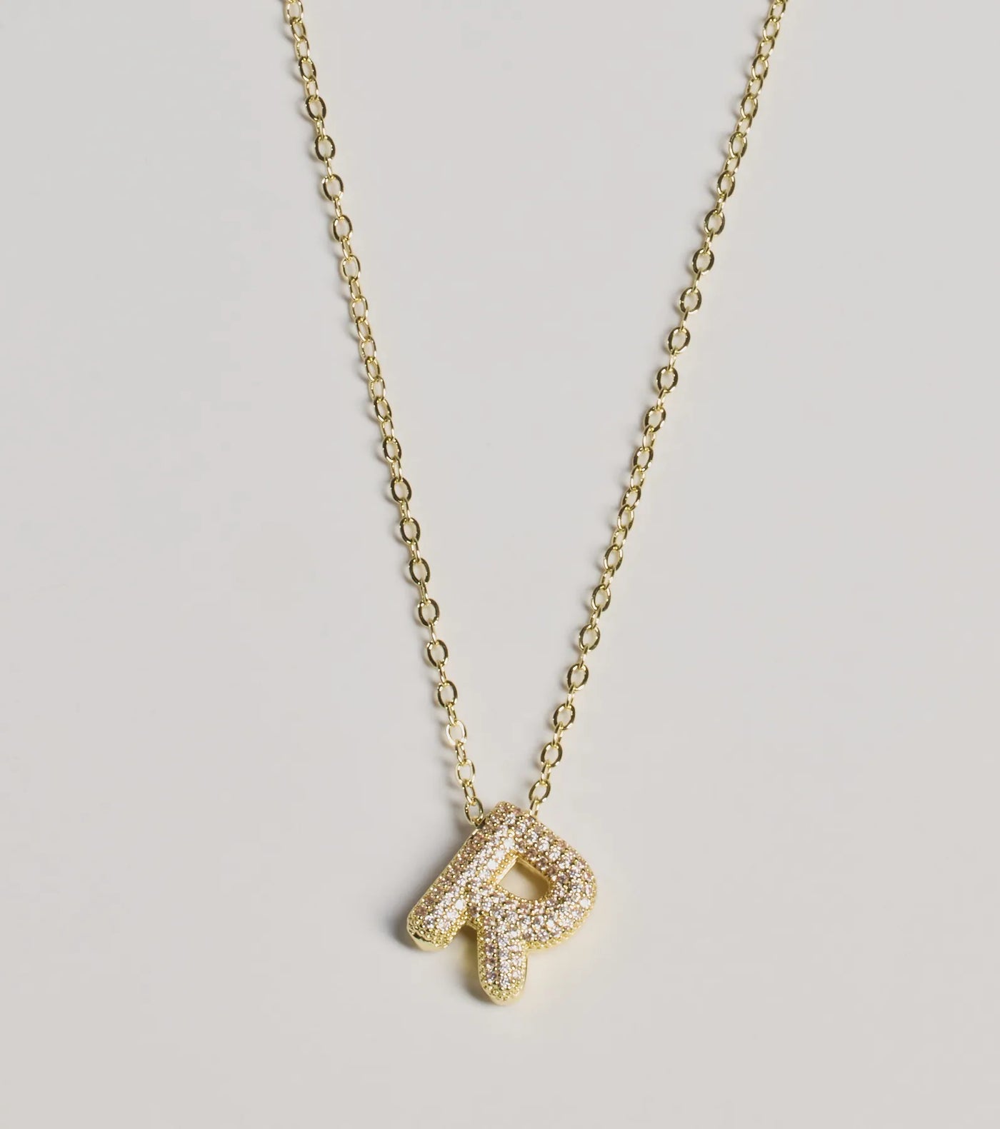 Bubble Letter Monogram Rhinestone Necklace