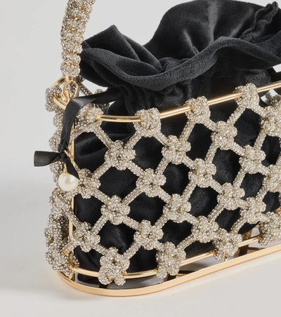 Sparkling Touch Rhinestone Cage Bucket Handbag