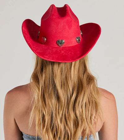 Western Heart Faux Suede Cowboy Hat