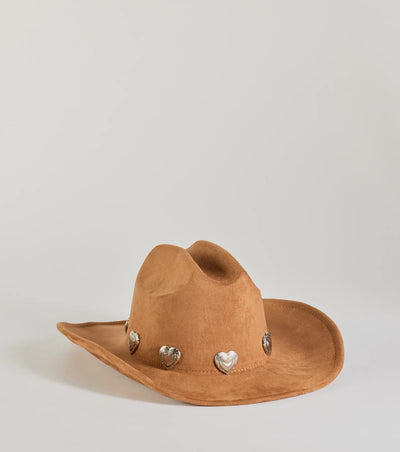 Western Heart Faux Suede Cowboy Hat