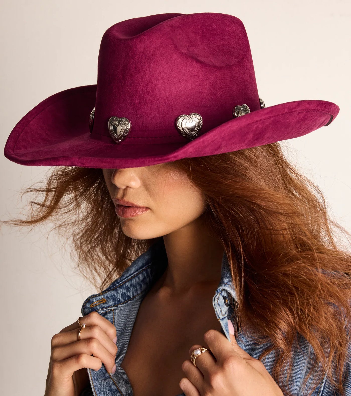 Western Heart Faux Suede Cowboy Hat