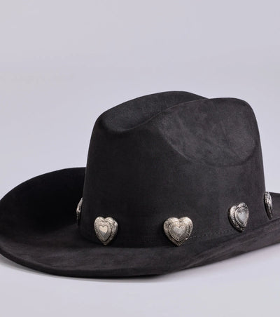 Western Heart Faux Suede Cowboy Hat