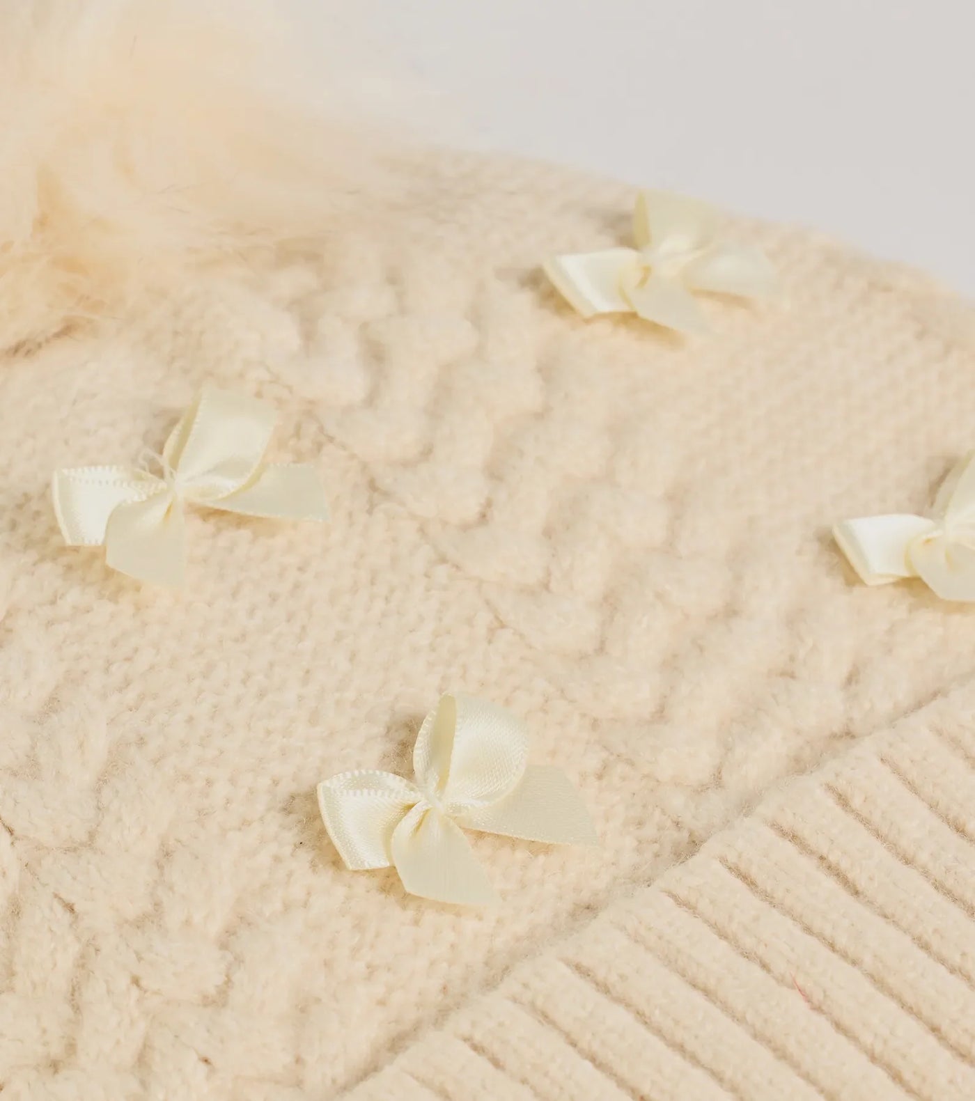 Stay Toasty Bow And Pom Knit Beanie