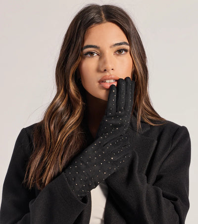 Sparkle Moment Faux Suede Rhinestone Gloves