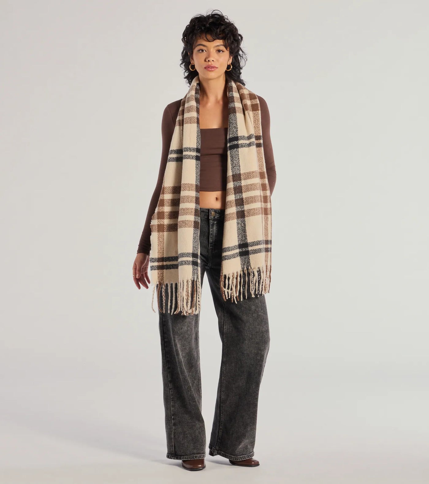 Play On In Plaid Blanket Scarf