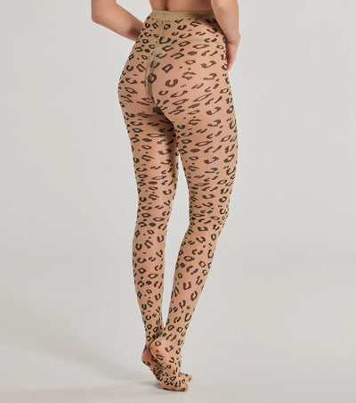 Fierce And Sultry Flocked Leopard Sheer Tights