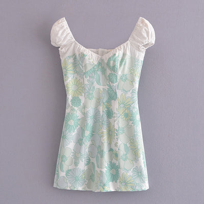 Tillie Floral Dress - Rose Fill Green - Lumikova