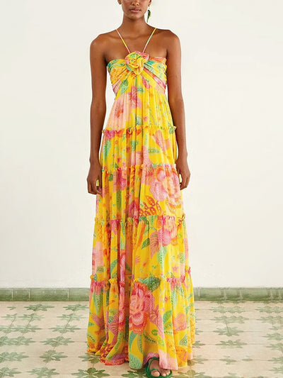 Addis Floral Dress - Rose Fill Green - Lumikova