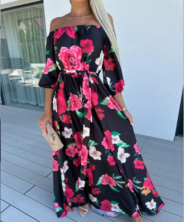 Off Shoulder - Casual Floral Dress - Lumikova