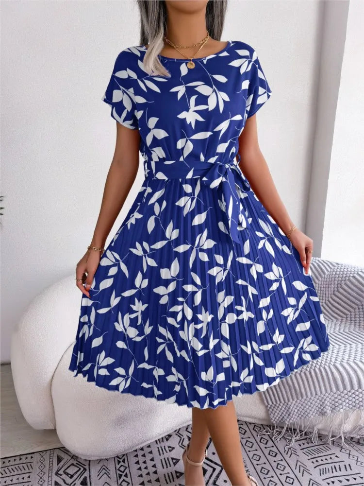 Casual O Neck Short Sleeve  Floral Dress - Lumikova