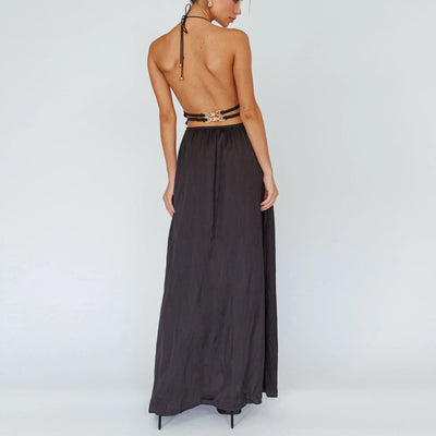 Black Maxi Dress Sleeveless Backless Smocked