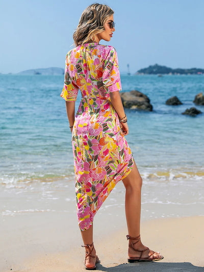 Midi Floral Dress - Beach Dress - Lumikova