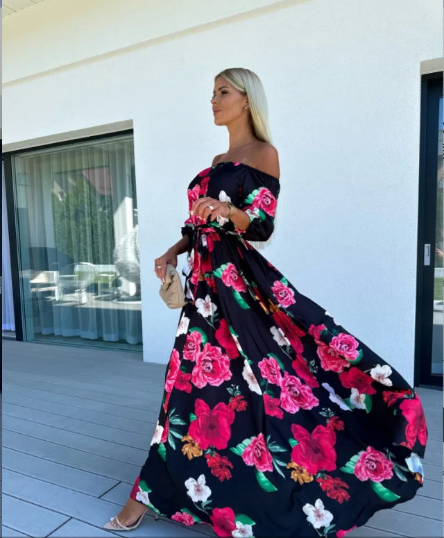 Off Shoulder - Casual Floral Dress - Lumikova