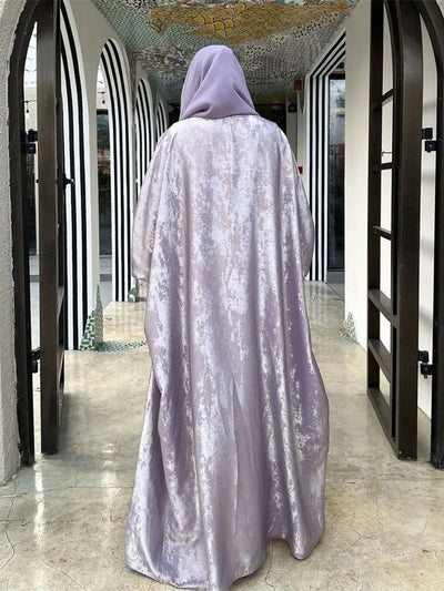 Shiny Satin Open Kimono - Luxury Dubai Style - Lumikova