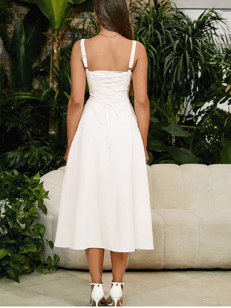 Solid Sleeveless Elegant Dress - Lumikova