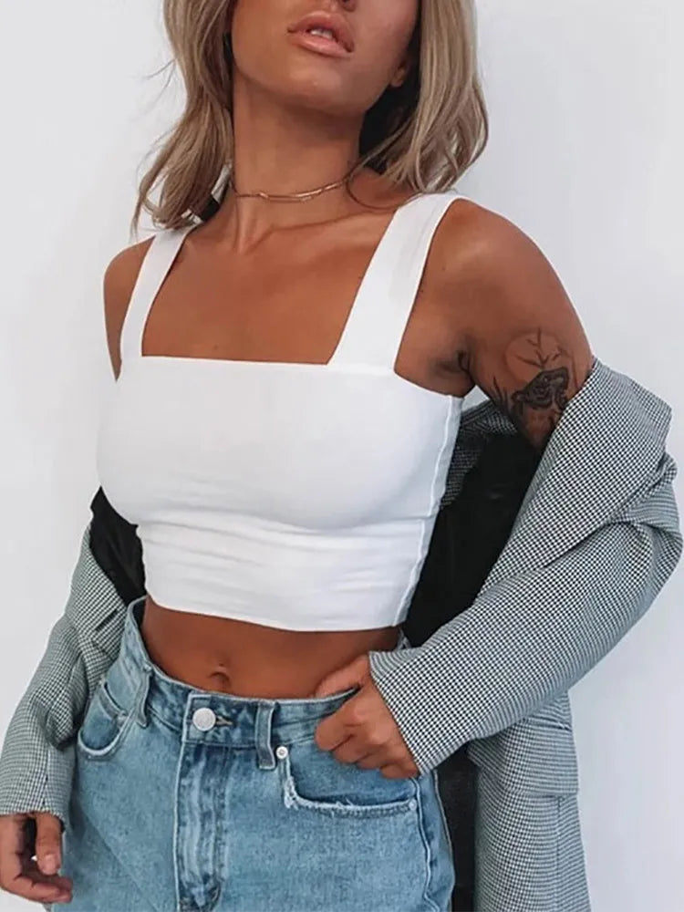 Square Neck Crop Top | Casual Basic T-Shirt - Lumikova