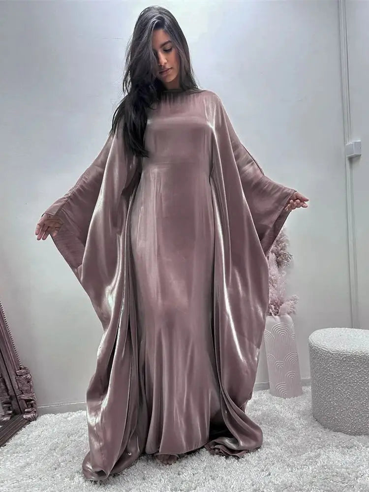 Satin  Butterfly Abaya - Luxury Dubai Style - Lumikova