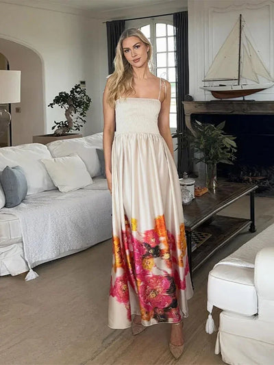 Elegant Spaghetti Strap Maxi Dress - Backless Sleeveless Summer Dress - Lumikova