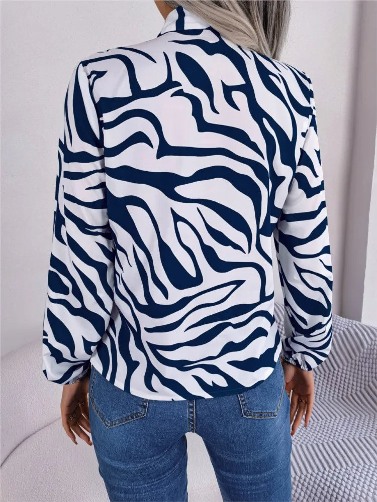 Casual O Neck Long Sleeve Blouse - Lumikova